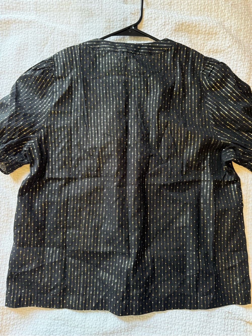 J. Crew Black Blouse with Gold Metallic Dots - Picture 8 of 9